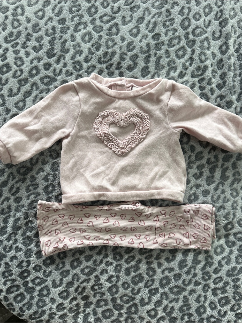 Toddler Pink Heart  Set with Ruffle Heart Detail